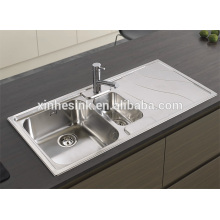 Queda em 1.5 tigela de aço inoxidável Topmount pia da cozinha com Drainer Drainboard